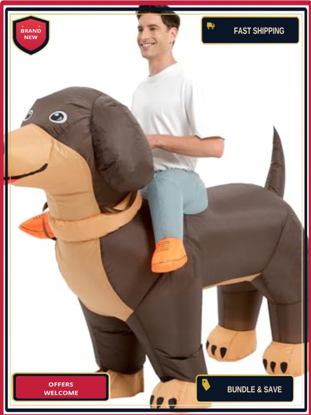 Inflatable Dachshund Dog Costume Adult Blow Up Suit Halloween